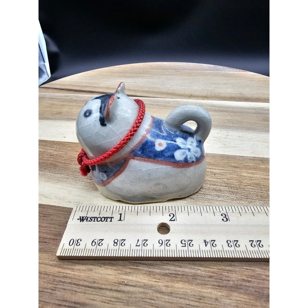 Vintage‎ Japanese Inu Hariko Ceramic Cat Figurine Protective Charm